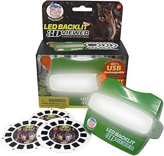 WARM FUZZY LED 3D Viewfinder (Forest) - Kids & Adults Classic Slide Viewer, 3D Reel Viewer, Retro Vintage Toys with 3 Reels - 21 High Definition 3D Images