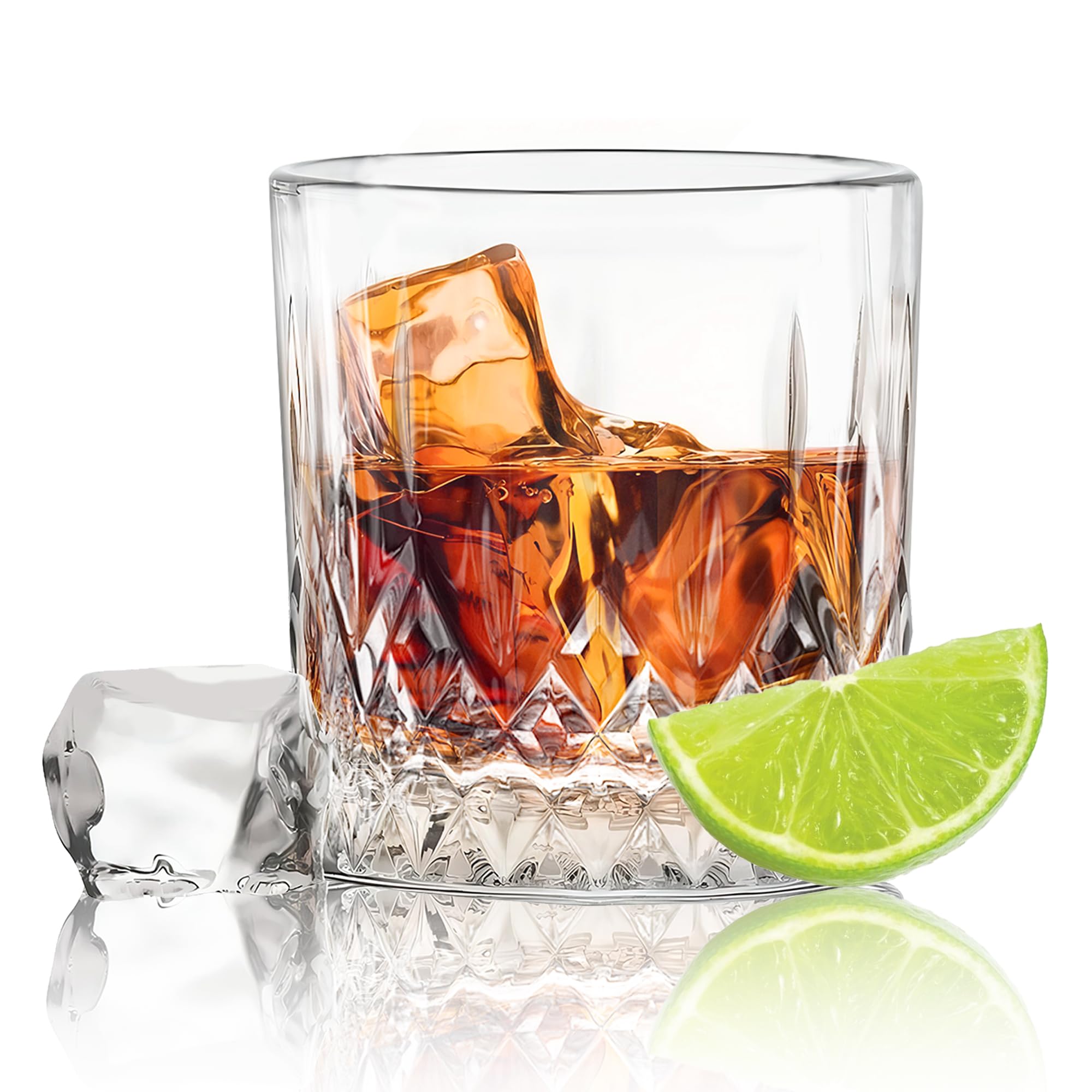 KONZEPT Whisky Gläser Set 12 teillig, Whiskeygläser 280ml, Geriffelte Trinkgläser ideal als Geschenke für Männer