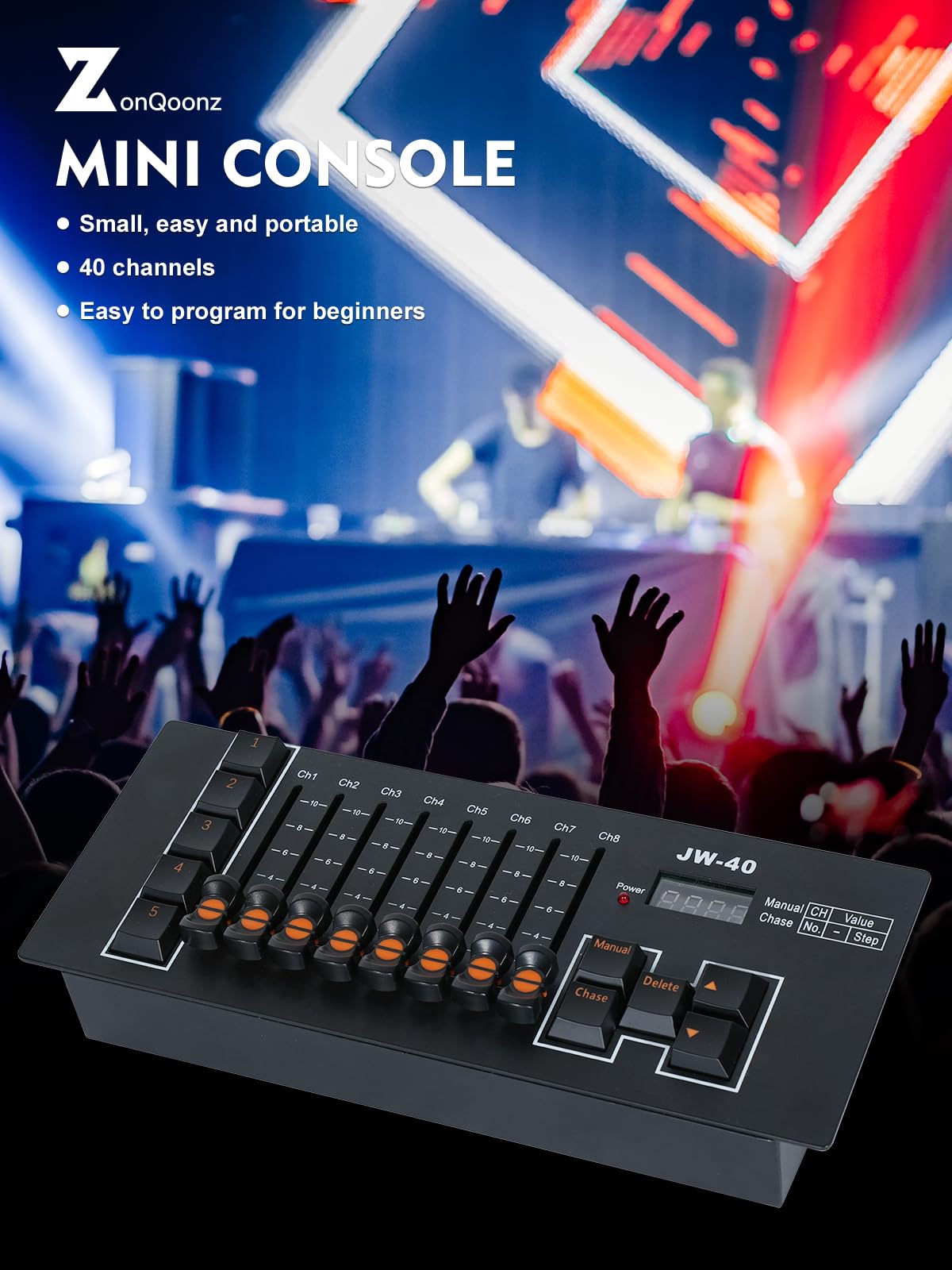 D-MX Controller 40 CH D-MX 512 DJ Controller con batteria integrata, D-MX mixer per illuminazione palcoscenico, DJ, Moving Heads, bar, discoteche, Live Shows, feste