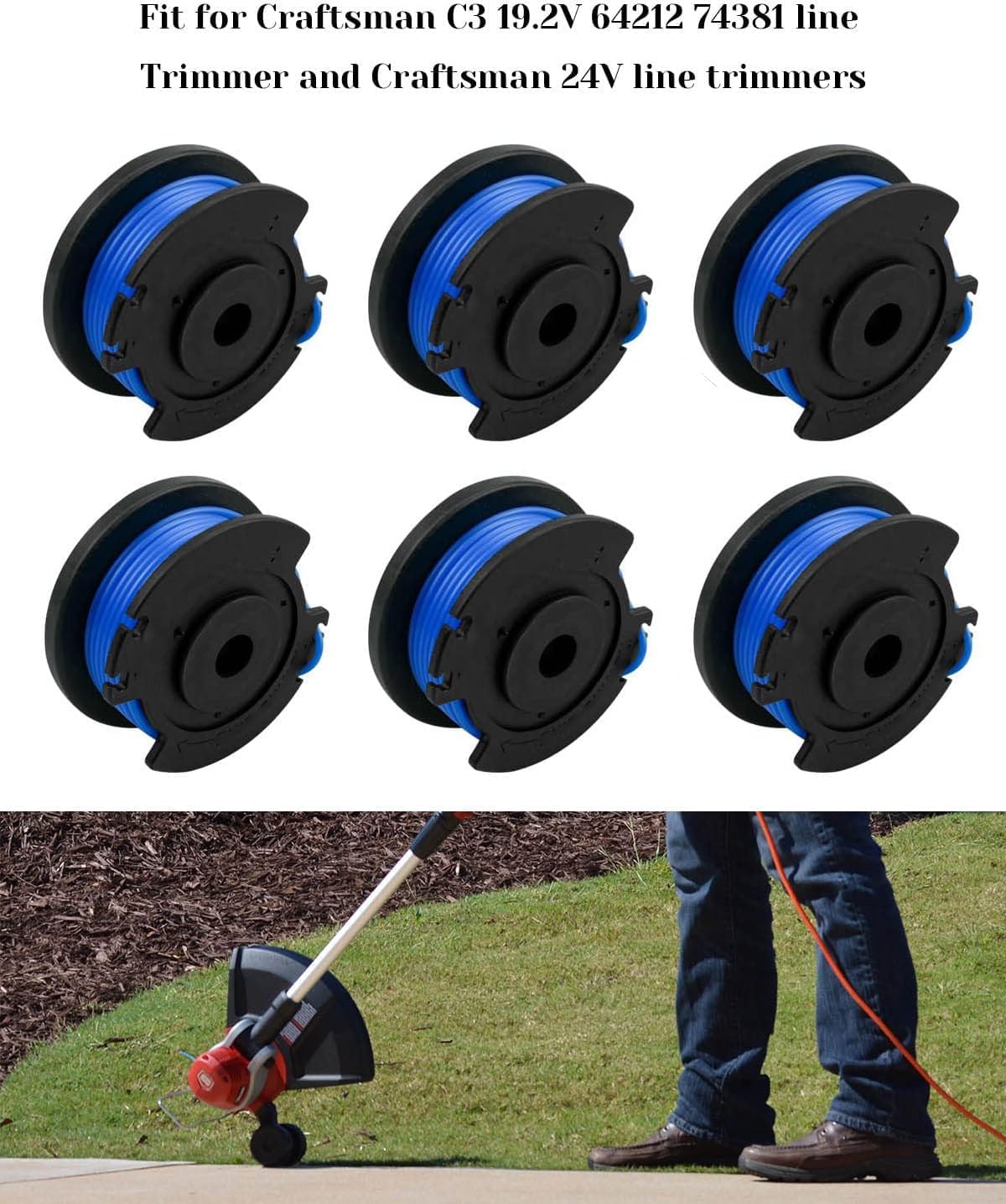315CR2000 Trimmer Spool Line 0.065 Inch Fit for Craftsman C3 19.2V Spool 64212 24V 315 CR2000 3110382AG Spool with Line Trimmer Replace 310917001