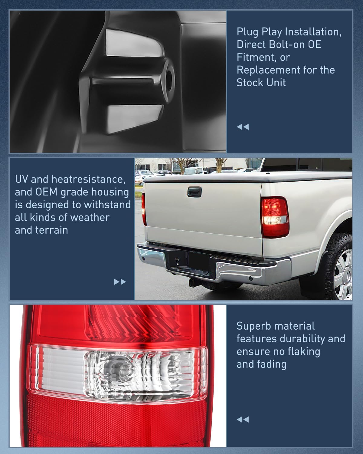 Nilight Taillight Assembly Compatible with 2004 2005 2006 2007 2008 Ford F150 Rear Tail Light Lamp Replacement OE Style Driver Side and Passenger Side