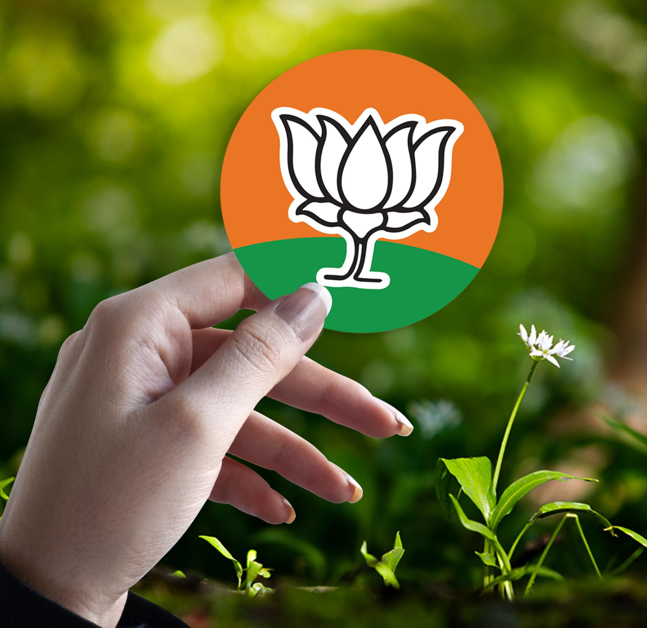 SHIVOID®BJP Logo Sticker & Decal for Car & Bike (Multicolor, 9 cm x 9 cm) - Premium Vinyl, Weatherproof, Easy to Apply (Pack of 3)