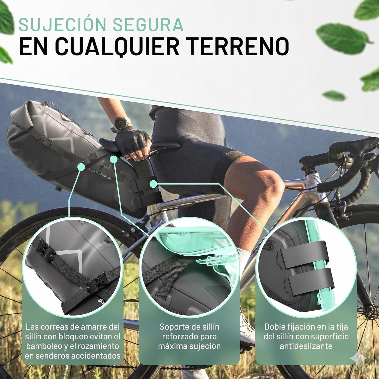 BIKEPACK Alforjas para bicicleta – Bikepacking bolsas – Sillín – Gravelbike – Alforja para carretera 15 L – Bolsa sin portaequipajes – Accesorios