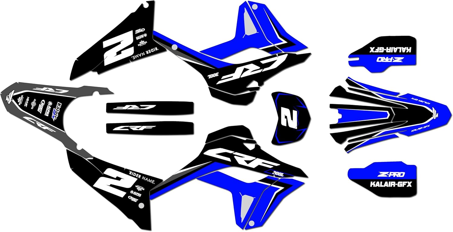 Graphics Kit for Honda CRF 300L (2021+) Lightning Series Red 09 Mil - Dirt bike Custom Racing Graphics Decals Stickers Kit, no-plastics