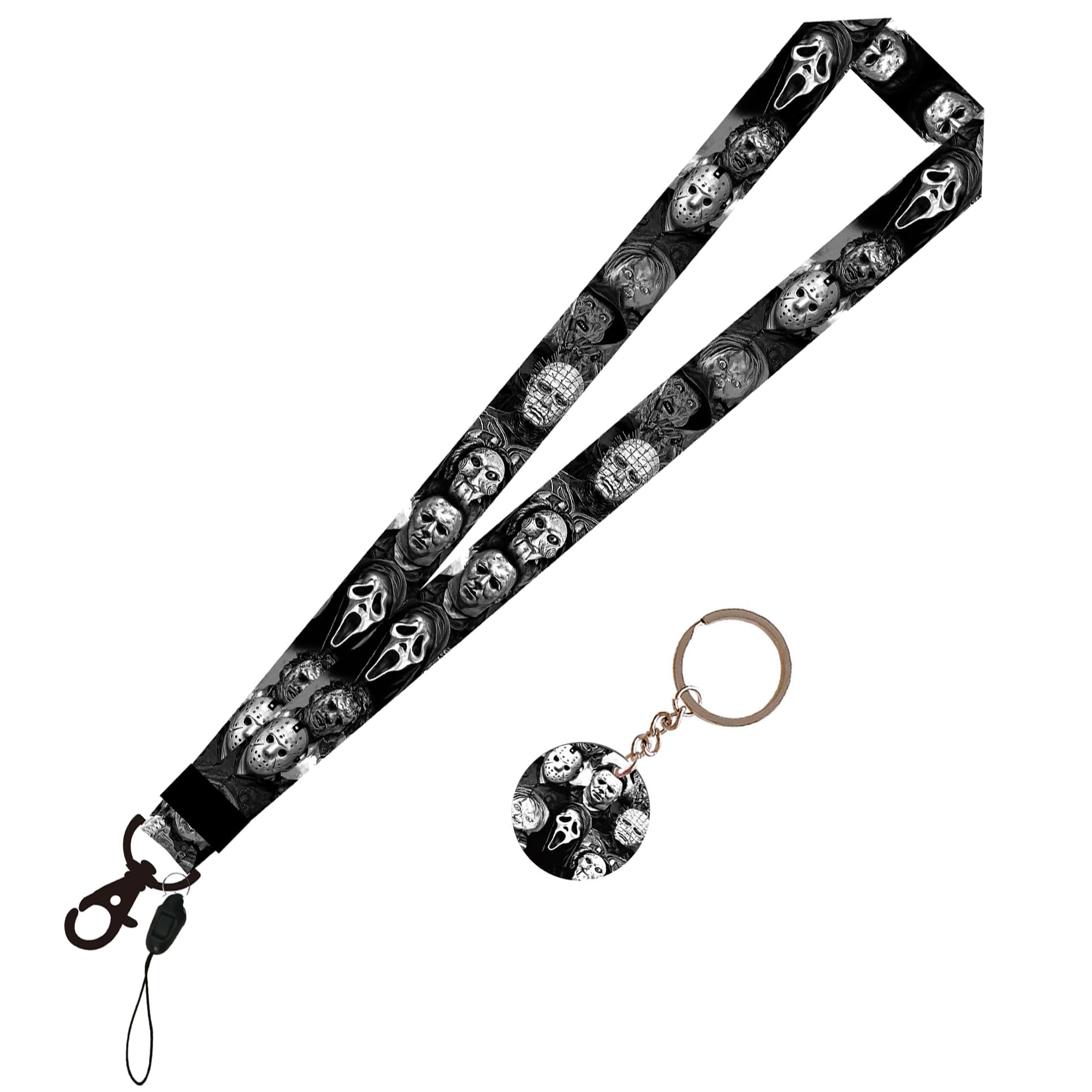 LZXXHM Cool Horror Scream Neck Lanyard for Keychain, ID Badge, Cell Phone，Terror Themed Keychain Gifts