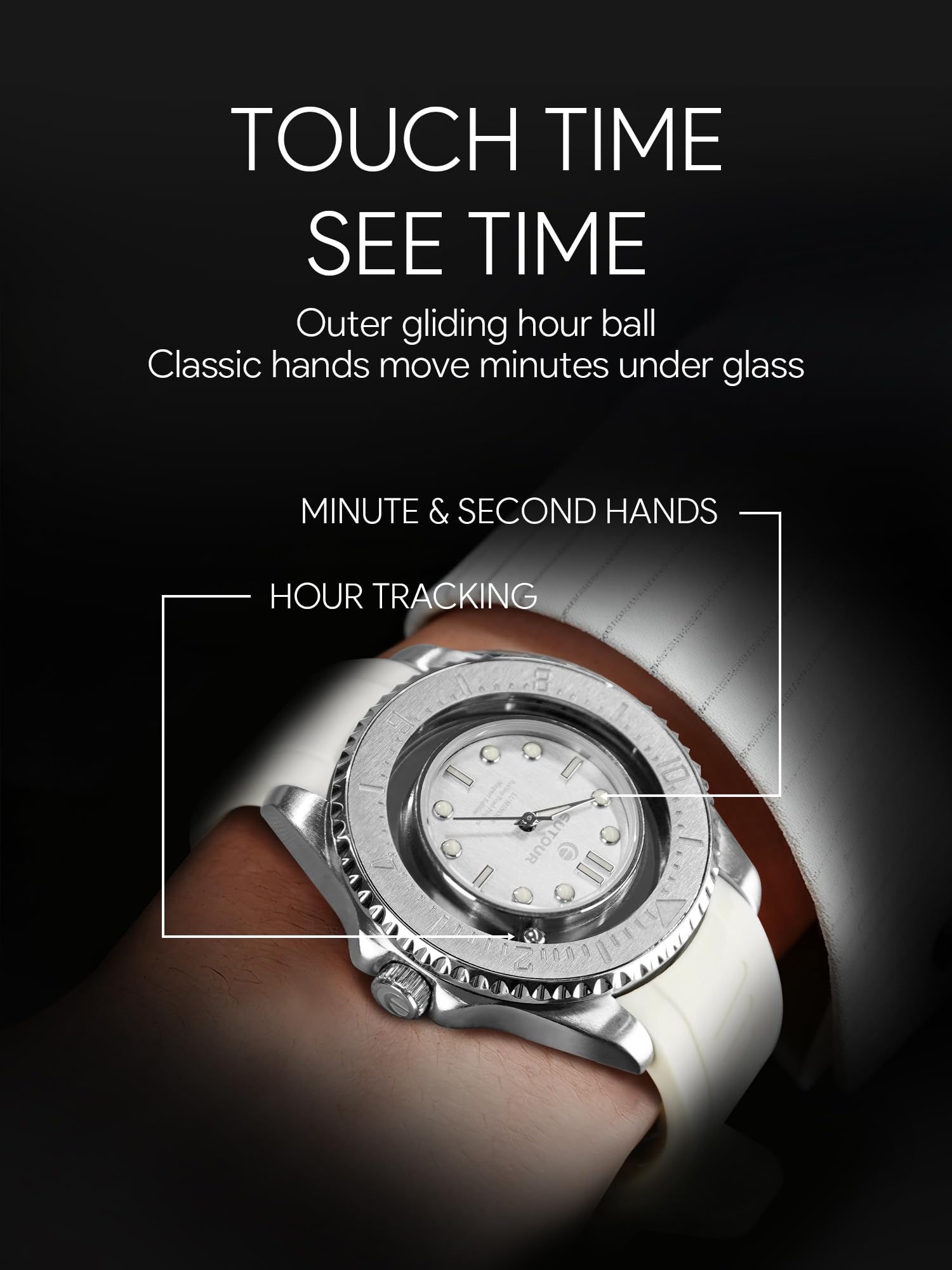 EUTOUR Orologio Magnetico da Uomo con Cuscinetto a Sfera e Lancette Moda Semplice Nessun Vetro Quarzo Orologi da Polso da Uomo 40mm