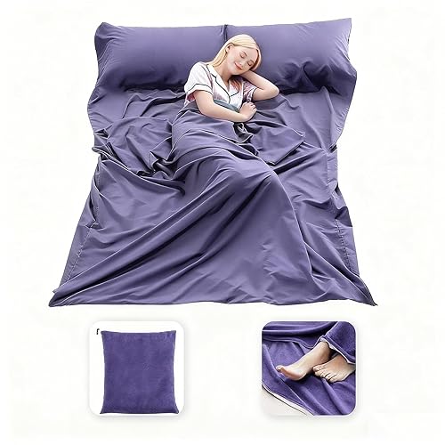 MongByYa Sleeping Bag Liner Lightweight Compact Sleeping Bag Sack Portable Clean Travel Sheet Camping Sleep Sheet for Backpacking Hotel Hiking