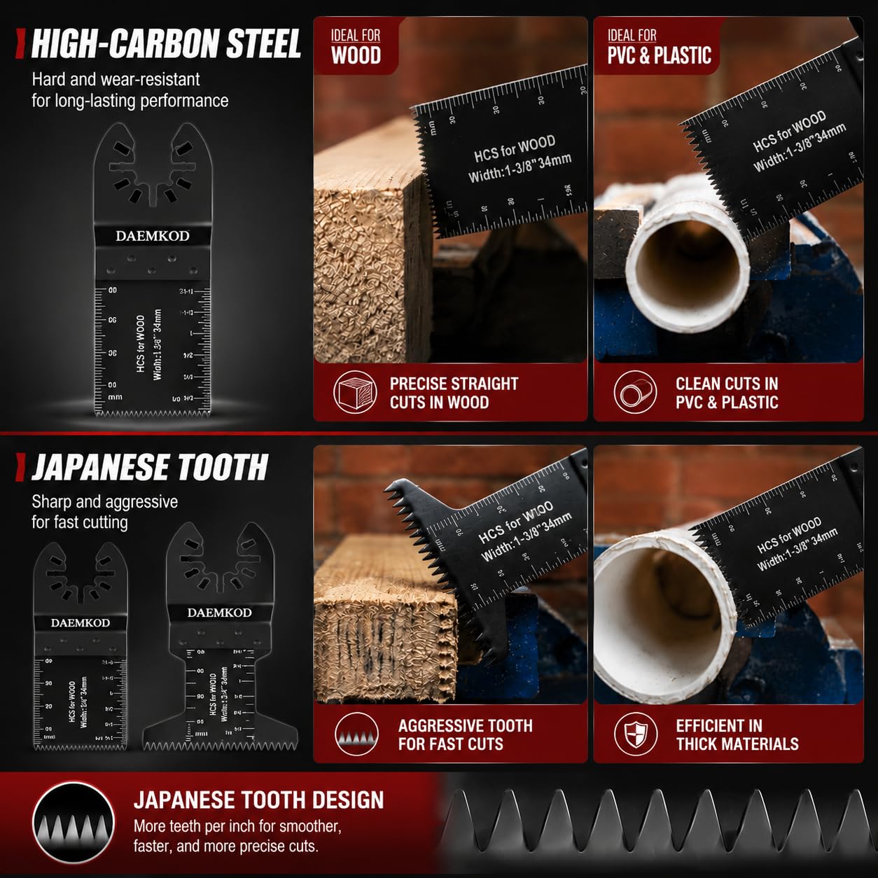 Paquete de 100 cuchillas oscilantes, cuchillas profesionales multiherramienta para clavos de metal blando y plástico de madera dura, kits de cuchillas multiherramienta para accesorios de