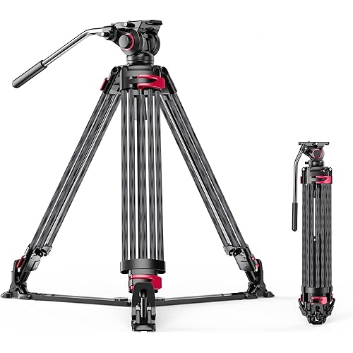 miliboo Carbon Fiber Tripod,Camera Tripods Stand with Infinitely Damped Head,Professional Photography Equipment Kit,75mm Bowl,Max Load 33 lbs,Heavy Duty Tripod with Ground Extender（MTT609B）
