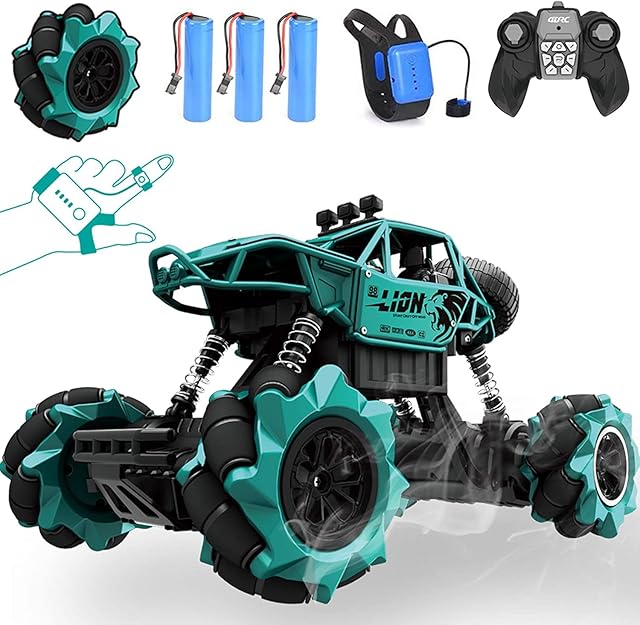 4DRC RC Car,Alloy Drift RC Car for Kids,360° Rotating 4WD 2.4Ghz Gesture Sensor Control Monster Truck for Kids,All Terrains Crawler RC with Vehicle Rechargeable Batteries Gifts for Boys Girls