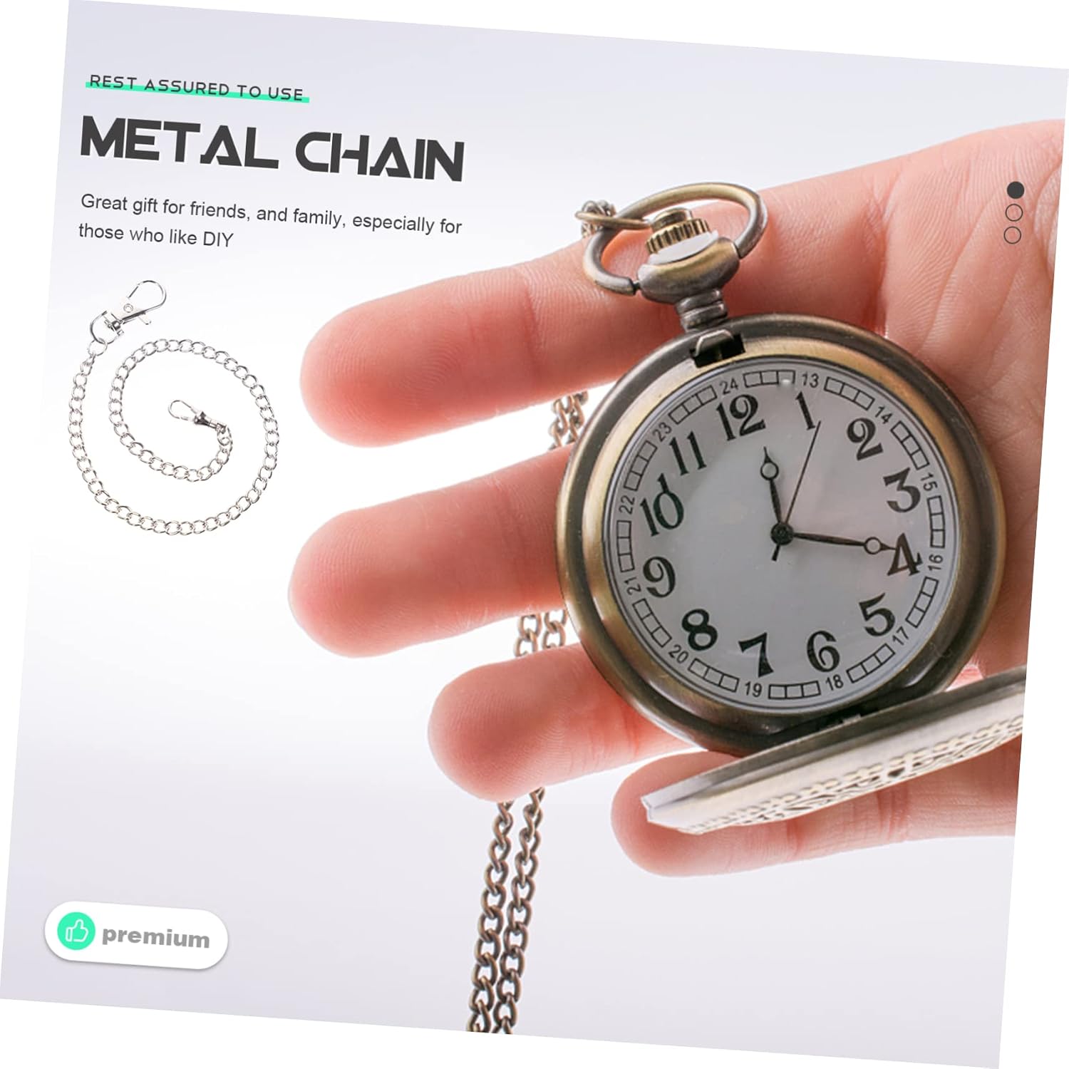 Pocket Watch Chain Metal Trousers Chain for Men Women Decorative Clip Clothing Accessory for Casual Formal Wear