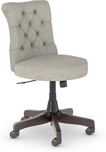 Bush Furniture Key West - Silla de oficina con respaldo medio, tela gris claro