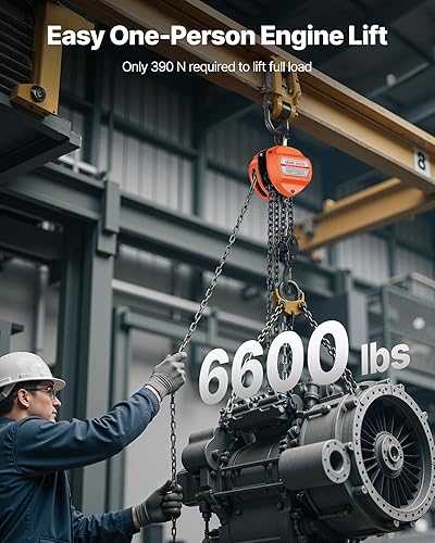 Miniatura 11 de VEVOR Polipasto de cadena manual, capacidad de 1/2 tonelada de 1100 libras, bloque de cadena manual con cadena galvanizada G80 mejorada, altura