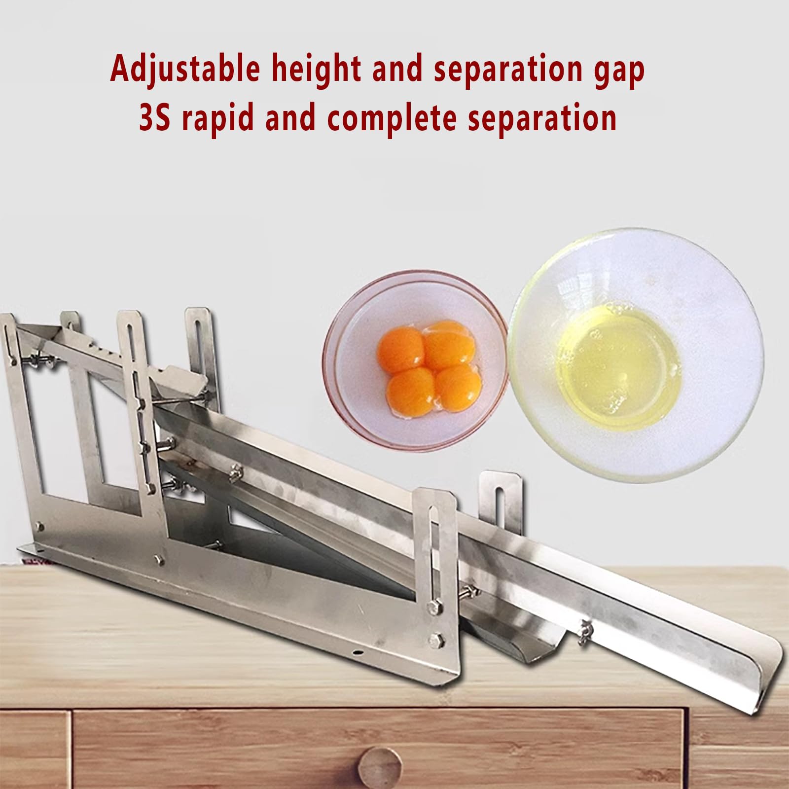 Separador Huevos,filtro Yema Y Clara Huevo Acero Inoxidable 304 Con Bandeja Exportación Y Placa Guía Líquido Huevo,altura Ajustable Y Espacio Separación,salida 500-800 Piezas/H, 3S Fondo Rápido
