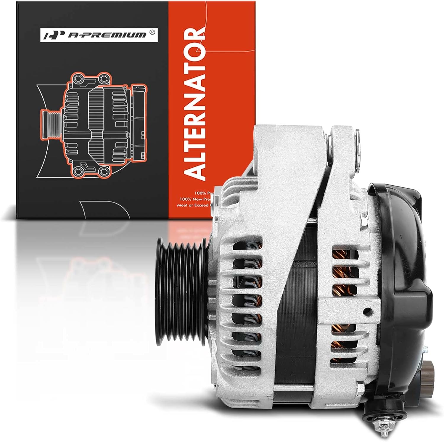 A-Premium Alternator Compatible with Toyota 4Runner 2003-2006 V8 4.7L, & Lexus GX470 2003-2007 V8 4.7L, 130A 12V Clockwise 6-Groove Pulley