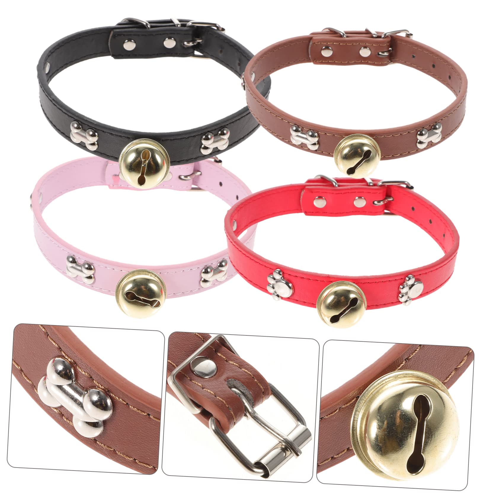 4pièces Collier Réglable pour Animaux avec Cloche Lot de Colliers Colorés pour Moutons Chèvres Et Veaux Accessoires De Bétail Adorables Et Pratiques