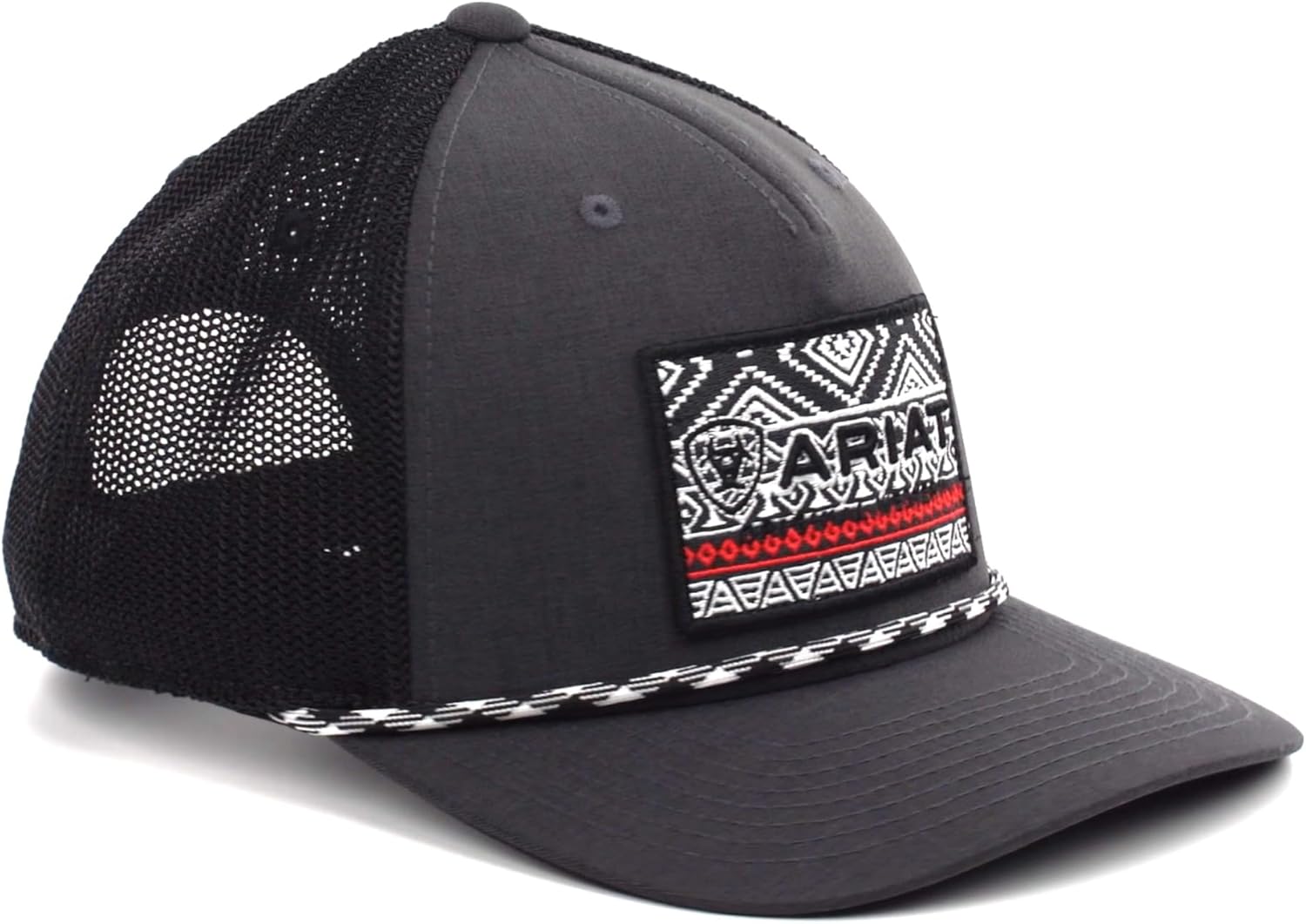 ARIAT Men's Flexfit 110 Southwestern Rope Snapback, Grey