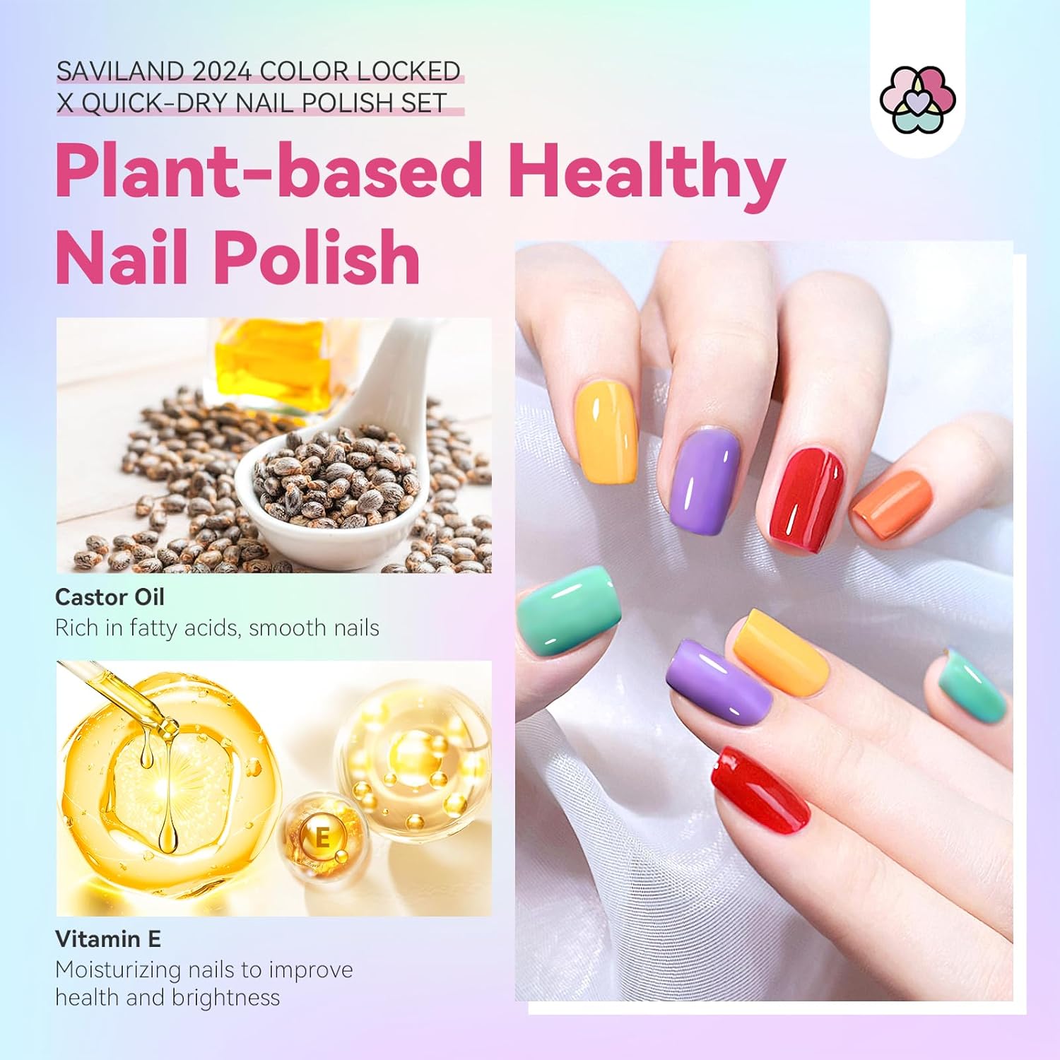 SAVILAND Quick Dry Nail Polish Set: 14 Pcs Neon Summer Nail Polish Fast Dry Hot Pink Red Glitter Nail Polish Regular Fingernail Polish Non Gel with Base-Top Polish for Manicure Nail Art