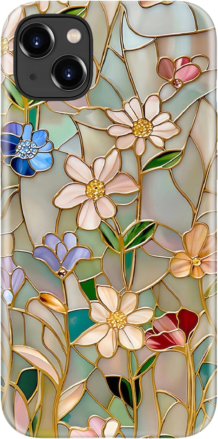 for iPhone 13 Mini Case, Cute Floral Trendy Cover for Women