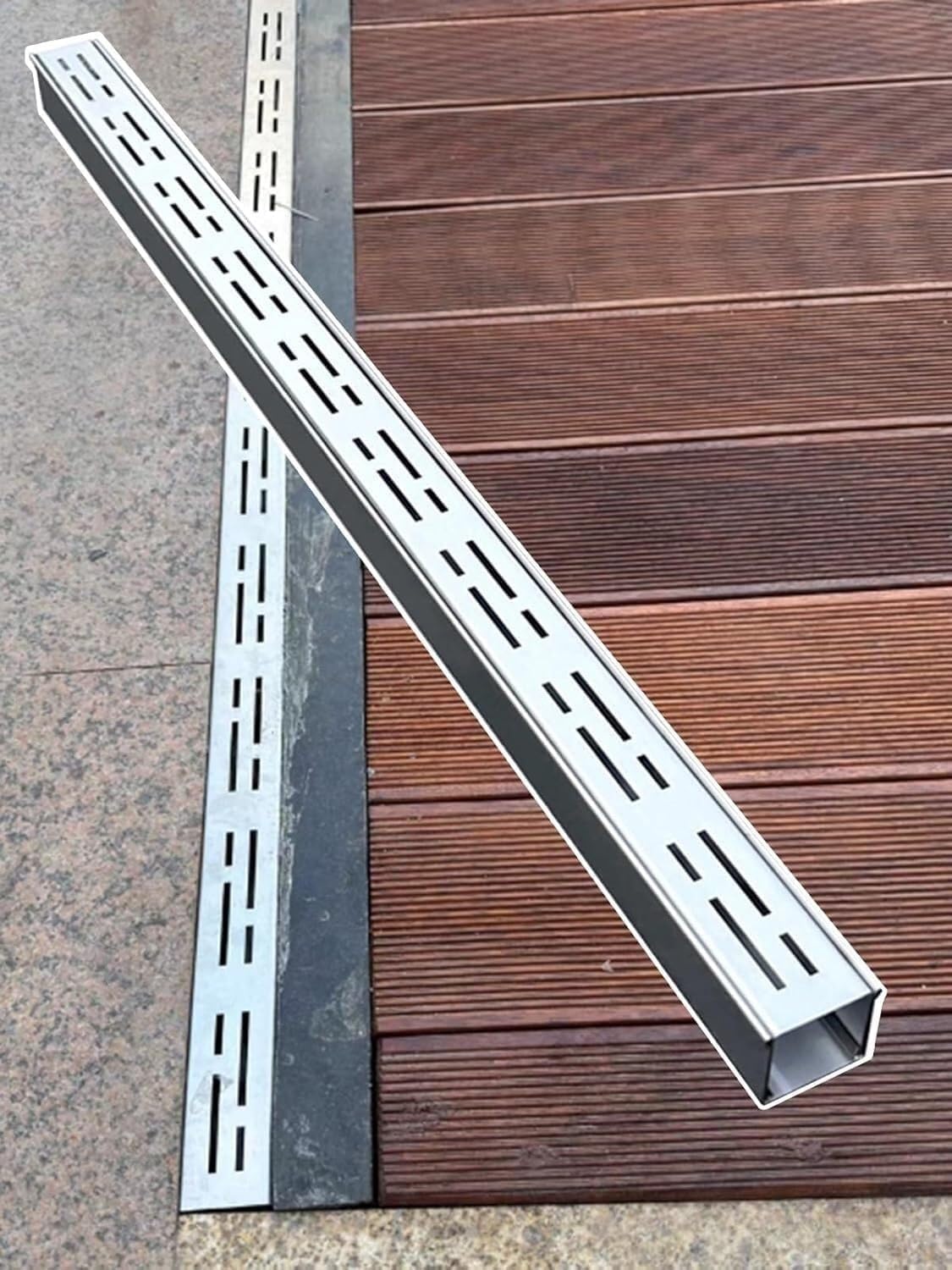 TIST Concrete Permeable Grating Gully Grates for Patio DrainageSlim Gully Pool Drainage Solutions Underground Drainage Trough(150 * 80mm)