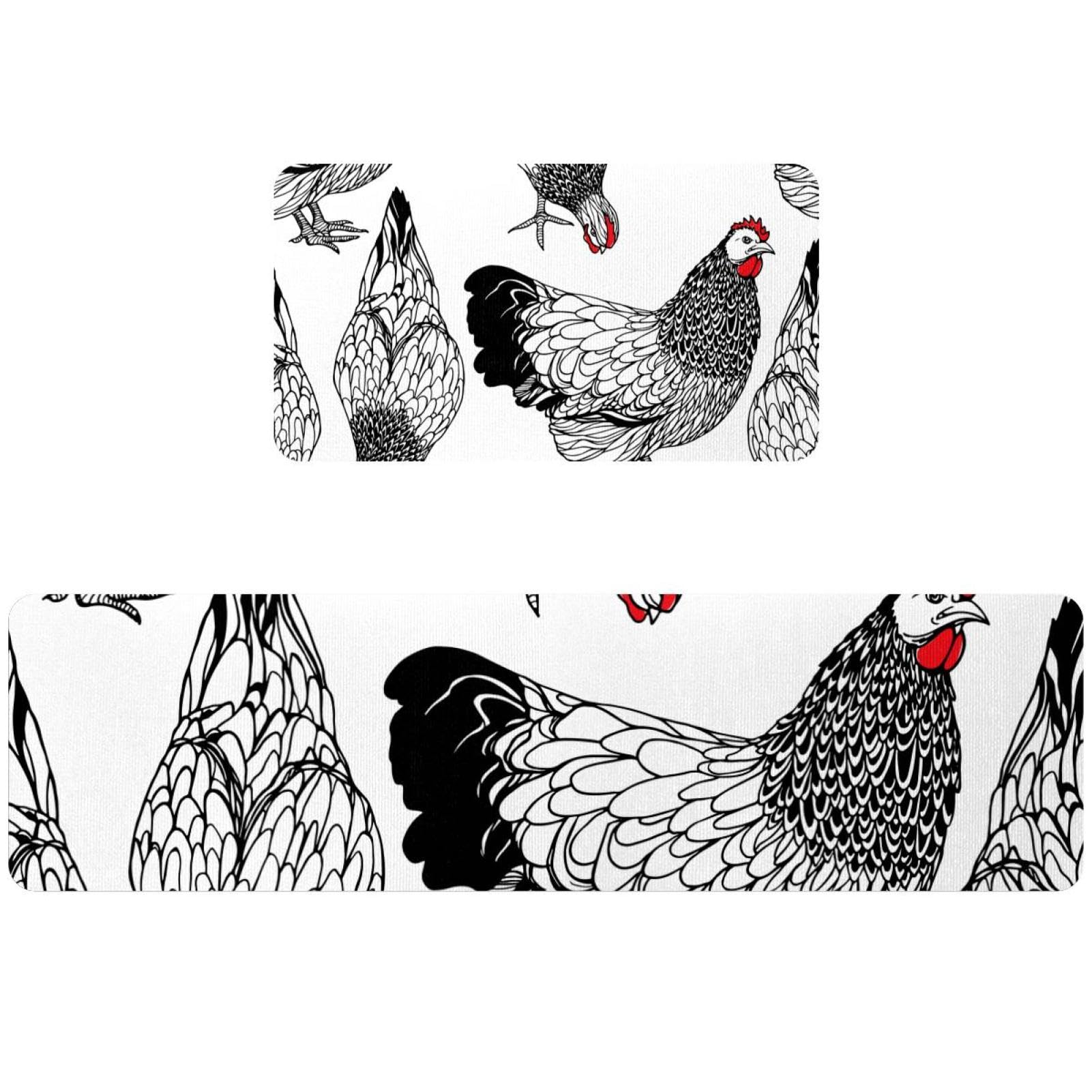Alfombra absorbente para cocina, pasillo y cuarto de lavado con diseño de gallinas