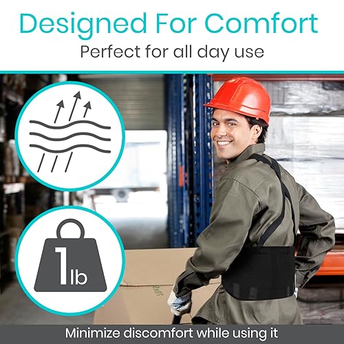 Miniatura 7 de Vive Soporte de espalda para levantamiento pesado, cinturón de soporte de espalda baja para hombres y mujeres con tirantes, alivio del dolor lumbar