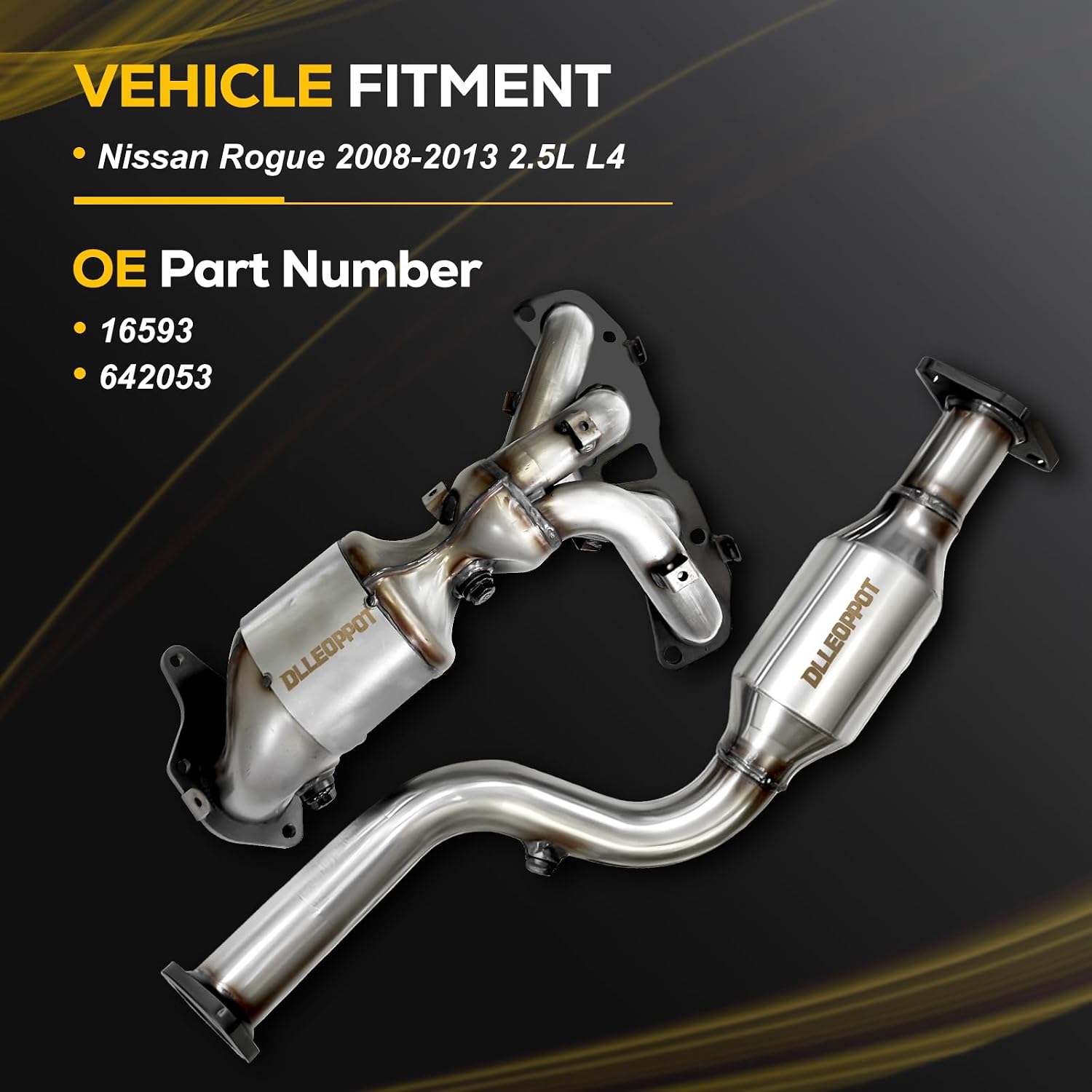 High Flow Catalytic Converter Kit Direct-Fit for Nissan Rogue 2008 2009 2010 2011 2012 2013 2.5L L4 Front＆Rear Catalytic Convertor Replace 16593 642053 EPA Compliant