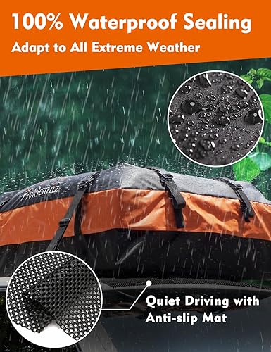 Miniatura 2 de FIVKLEMNZ Bolsa de techo de 30 unidades cúbicas para techo de automóvil, impermeable, para todos los vehículos con o sin estante, incluye