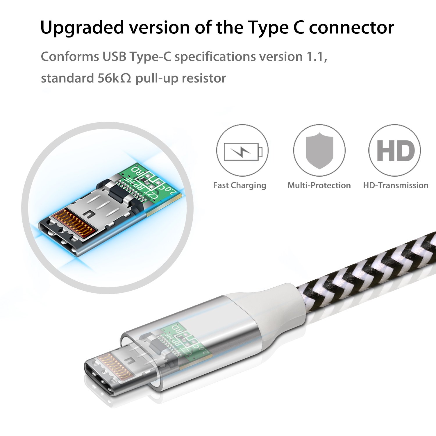 Lot De 3 Câbles USB C à Angle Droit 3,1 A – Câble De Charge En Nylon