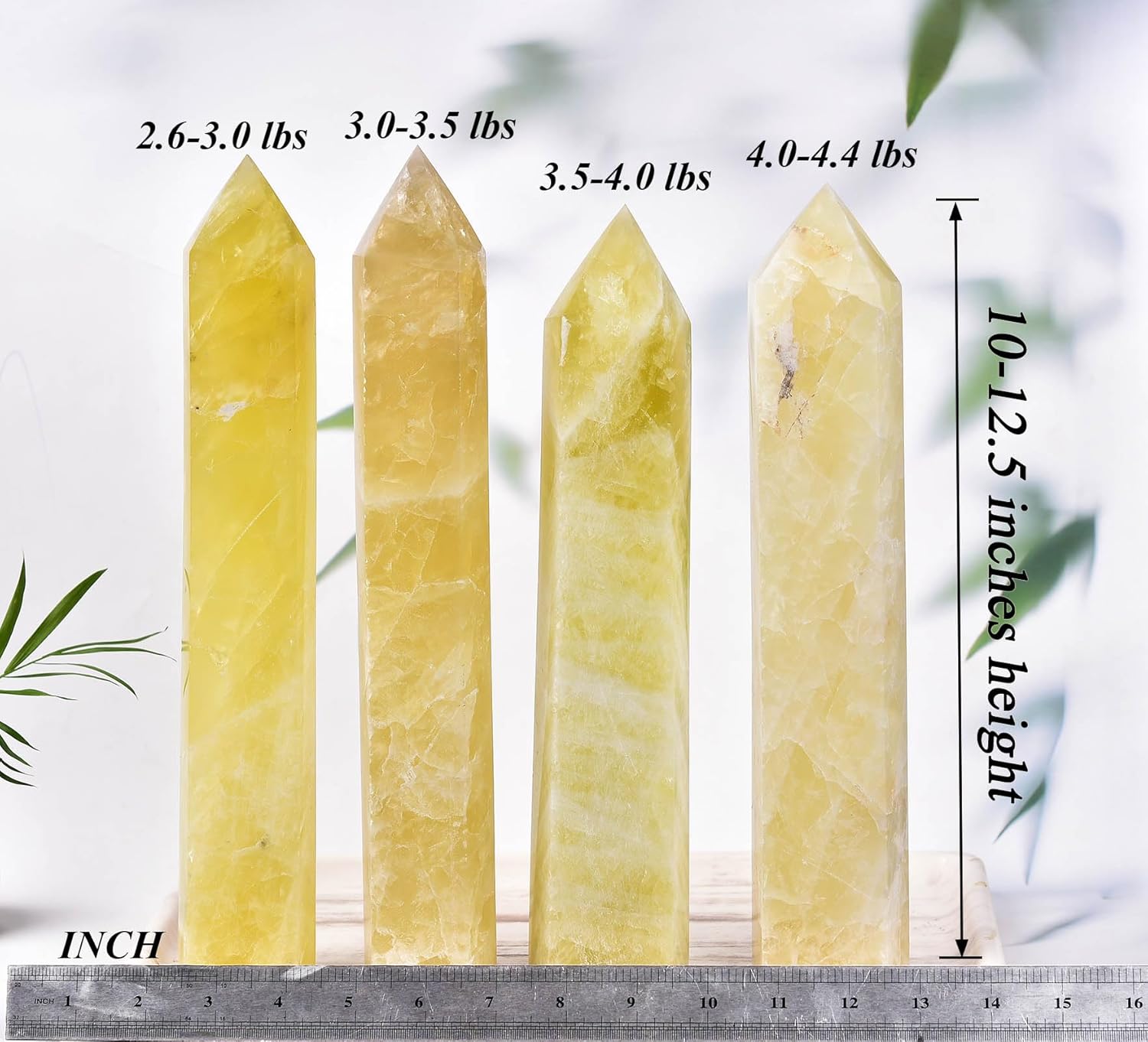 AMOYSTONE Extra Large Crystal Obelisk Tower Lemon Quartz Point Wand 6 Faceted Reiki Meditation Therapy 4.0-4.4 LBS