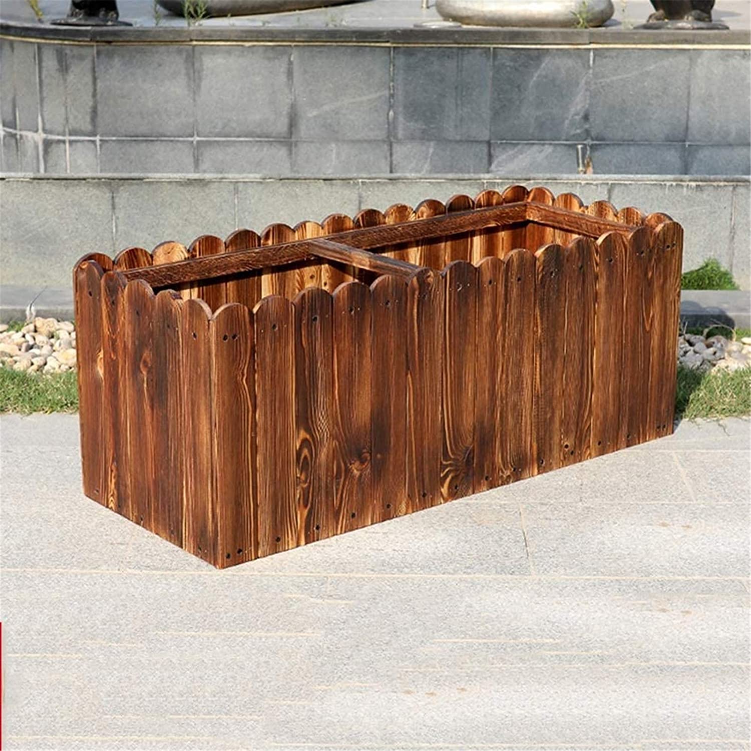 Mesas de Cultivo Balcón al Aire Libre Comedero de Flores Jardinería Caja de plantación de Cama de jardín elevada Caja de plantación (Color:Natural;Size:60X20X30CM)
