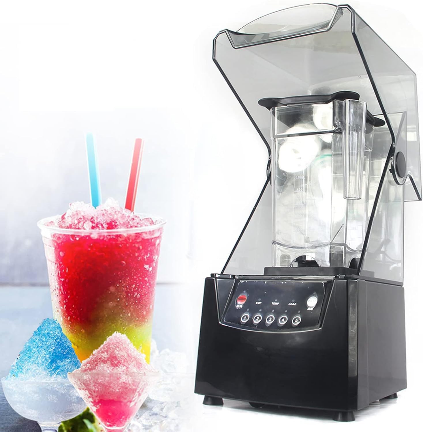 Blender Smoothie Maker – Blender komercyjny o mocy 2200 W z 2 pojemnikami o pojemności 2 l – Wysokoobrotowy blender o pojemności 17 000 obr./min z 5 prędkościami sterowania do lodu/soku/smoothie
