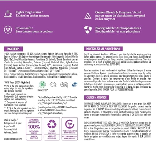 Miniatura 9 de AspenClean - Cápsulas de lavandería de lavanda de AspenClean, embalaje nuevo y mejorado, cero plástico, verificado por EWG, vegano, detergente