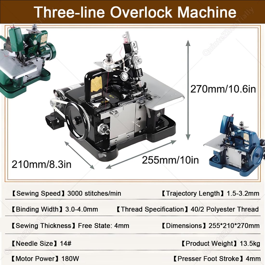 Máquina Coser Cortadora Industrial Overlock,180w Hogar Blue