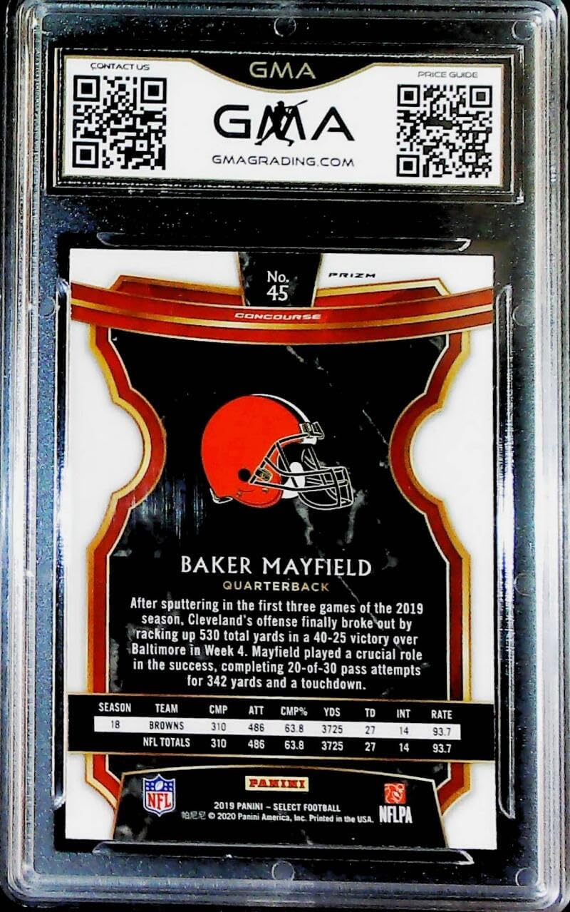 2019 Panini Select Football Concourse Silver Prizm #45 Baker Mayfield Cleveland Browns GMA 9 MINT Trading Card