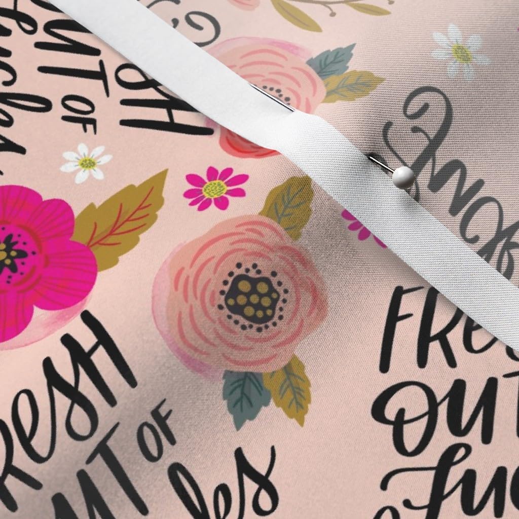Spoonflower Fabric - Pretty Fresh Out Pink Flowers Floral Girly Pretty Rose Daisy Swear Printed on Satin Fabric by the Yard - Sewing Lining Apparel Fashion Blankets Decor