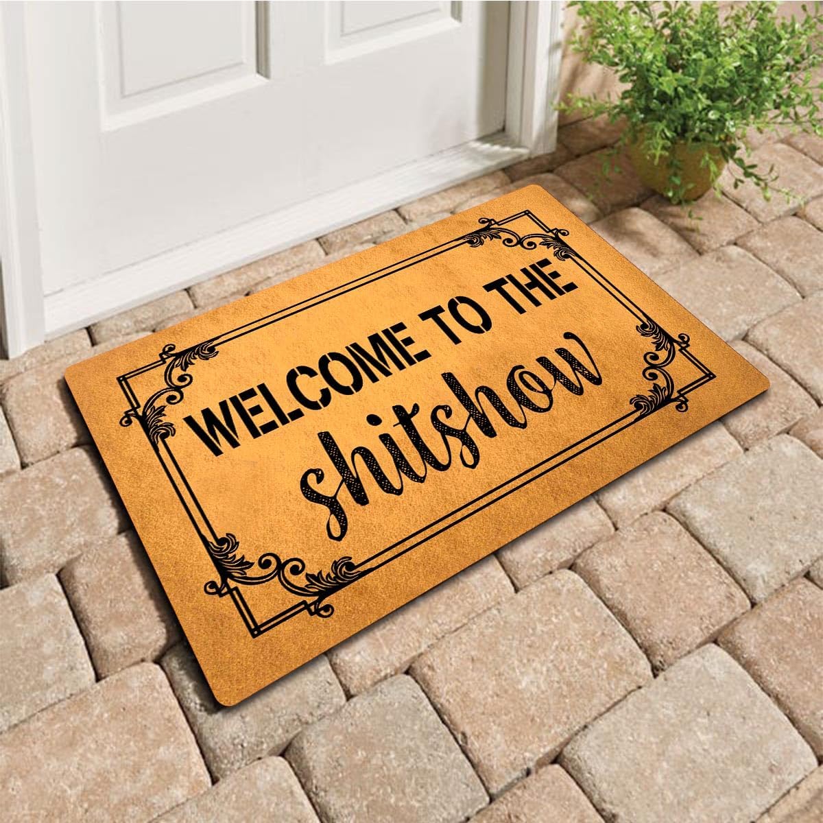GXFC Welcome Porch Mat with Rubber Back Welcome to The Shitshow Funny Doormat Funny Doormat for Entrance Way Monogram Mats for Front Door Mat No Slip Kitchen Rugs and Mats 30"(L) x 18"(W)