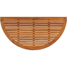 Nordic Style Teak Rounded Shower, Bath and Spa Mat | Indoor + Outdoor Use | Non-Slip Wood Platform | Spa, Sauna, Pool, Hot Tub | Luxury Decor Oiled Finish, 39" x 20", Half Moon