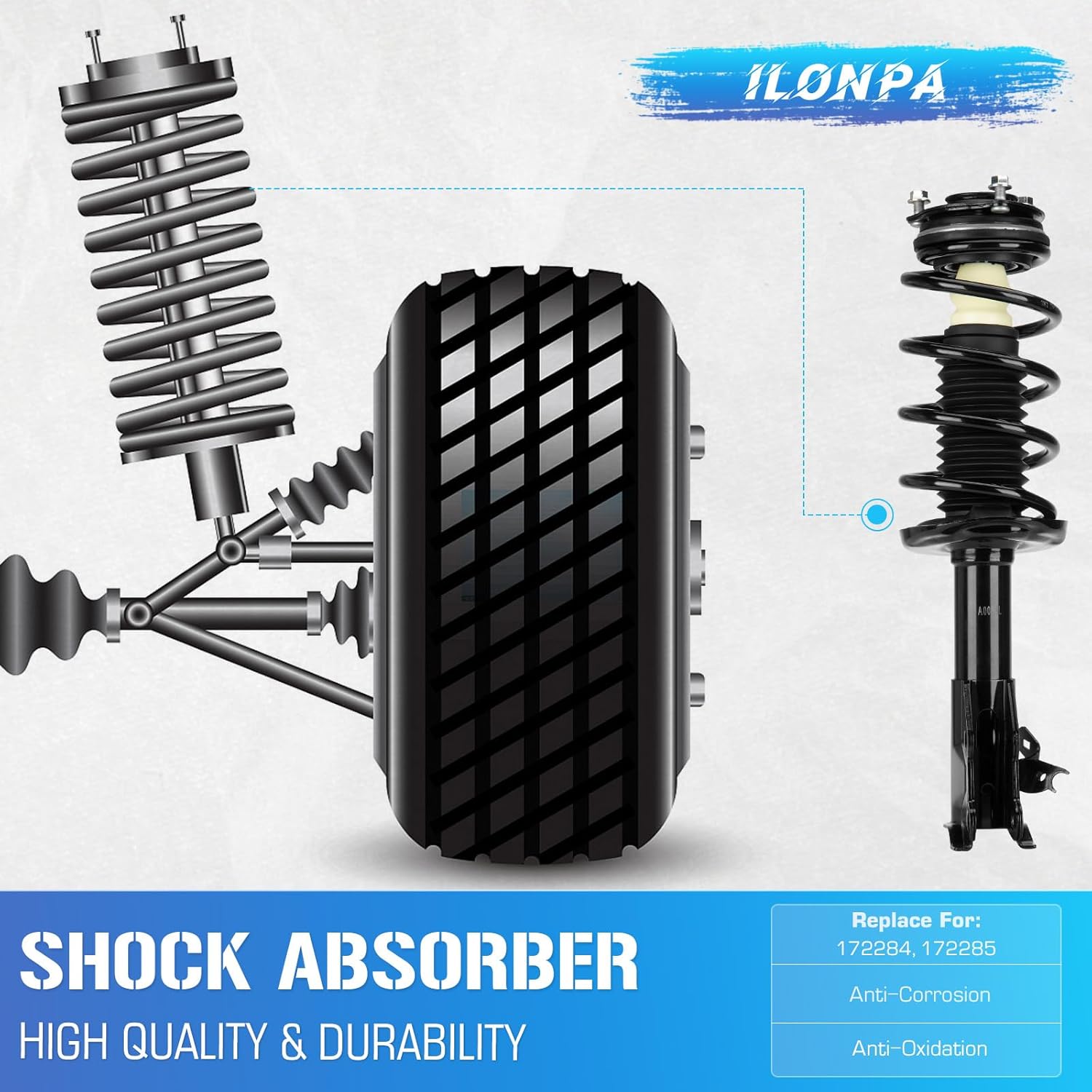 172284 172285 Front Struts Shocks for 06-11 Honda Civic 1.8L ONLY Coupe (EX, LX, DX) 2006 2007 2008 2009 2010 2011, w/Coil Springs Strut Shock Absorbers Assembly - [Exc. Sedan & Si/Hybrid/Gx ]