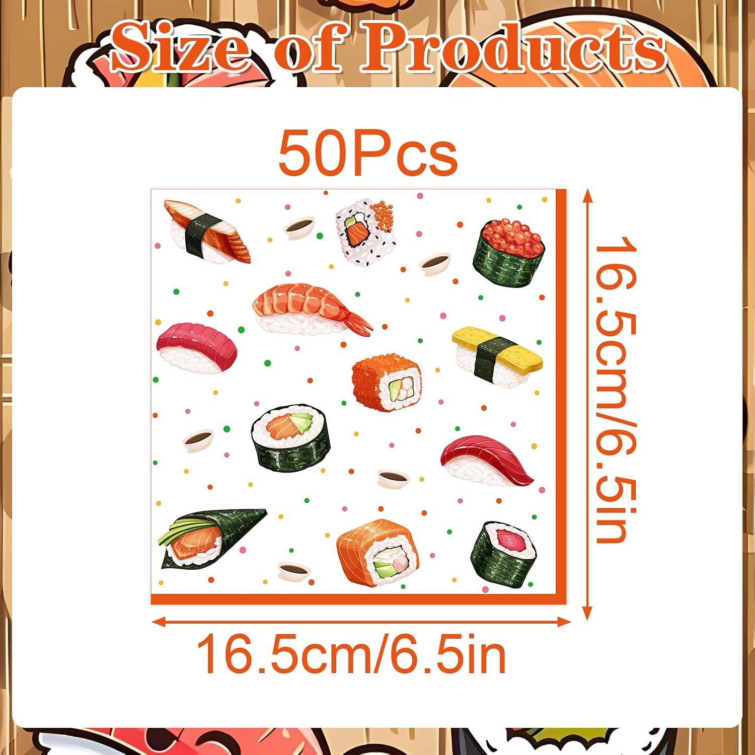 Sushi Party Napkins Decorations - 50 Pcs Sushi Theme Paper Napkins Disposable, Dinner Luncheon Paper Napkin for Japanese Party Decorations, Birthday Decor Supplies