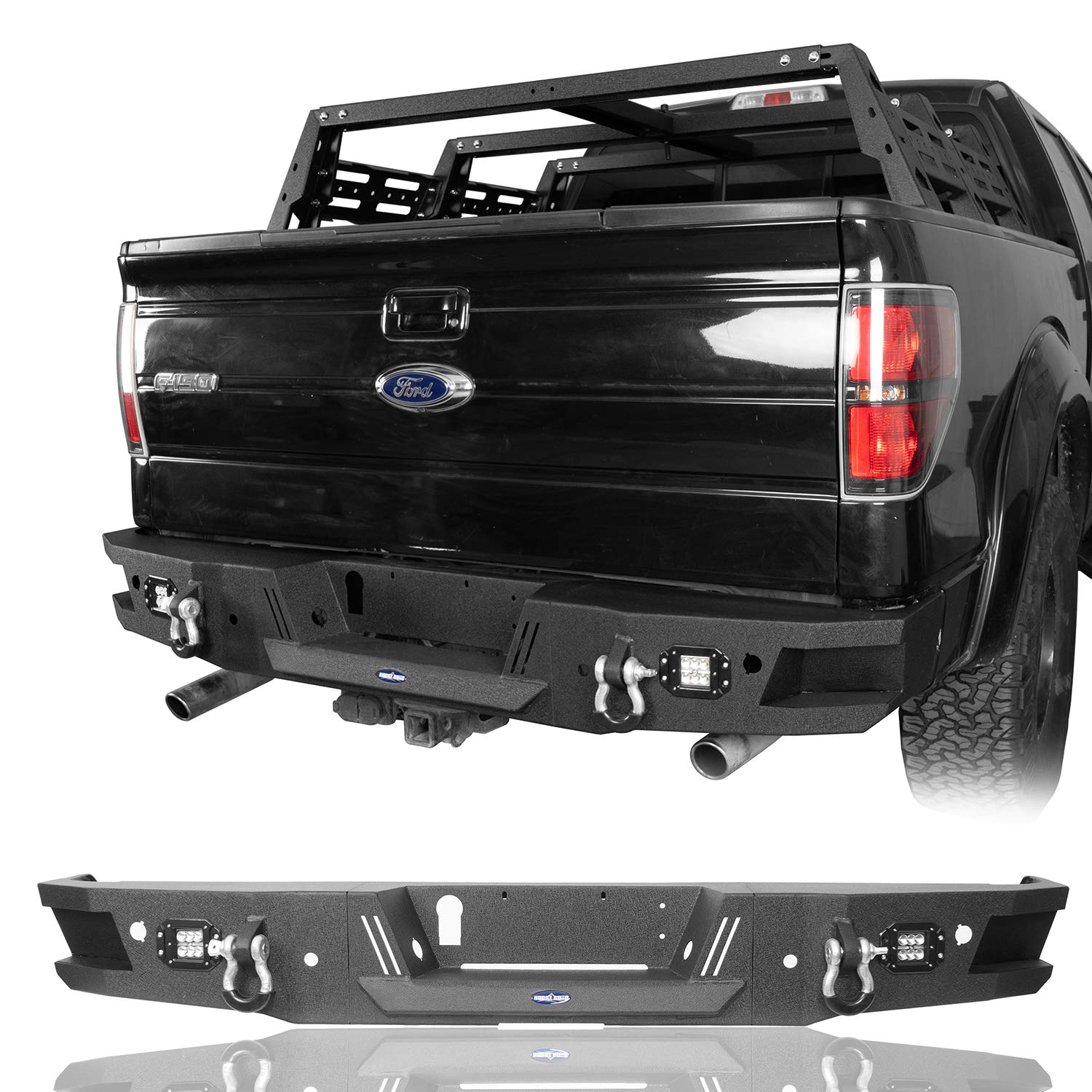Hooke Road F150 Front Bumper With Winch Plate Lights Compatible With