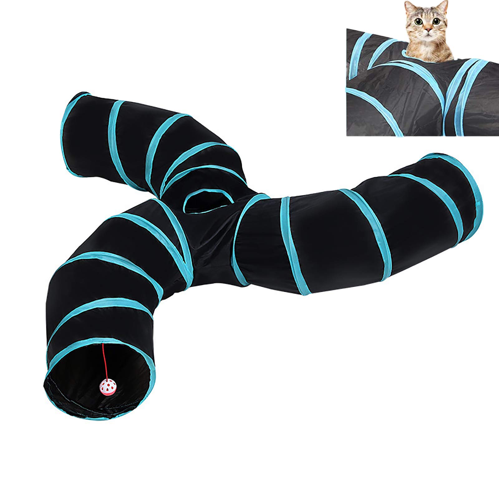 Tunnel pour chat pliable en peluche à 3 voies pour petits animaux