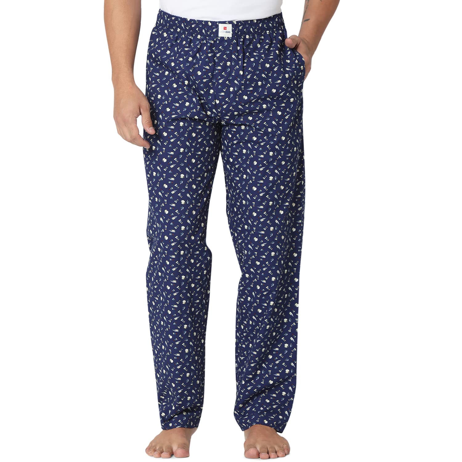 underjeans by Spykar Men Navy/Green Cotton Printed Pyjama Regular Fit (UJ-MPYJ-PPJ001 M)-picture-37