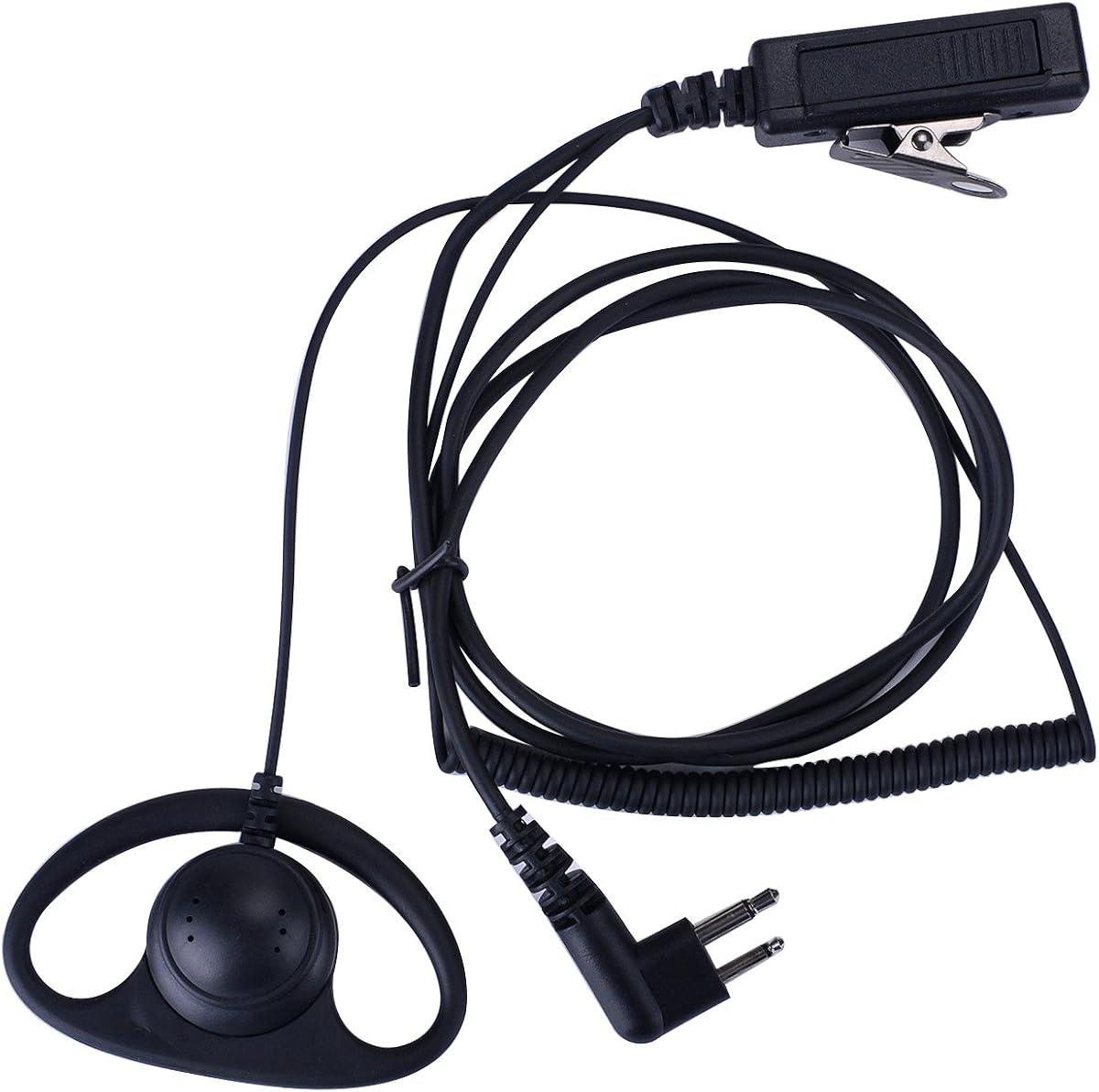 Auricular en forma de D CP200d, CLS1410, CLS1110, CP185, CP200, RDM2070d con PTT grande para radio Walkie Talkie de 2 pines (Motorola)