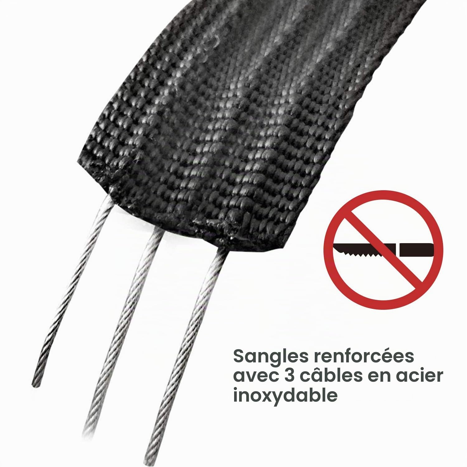LegendTech-Sangle d'arrimage verrouillable 3 m x 25 mm avec 3 câbles en Acier Inoxydable pour empêcher Le vol