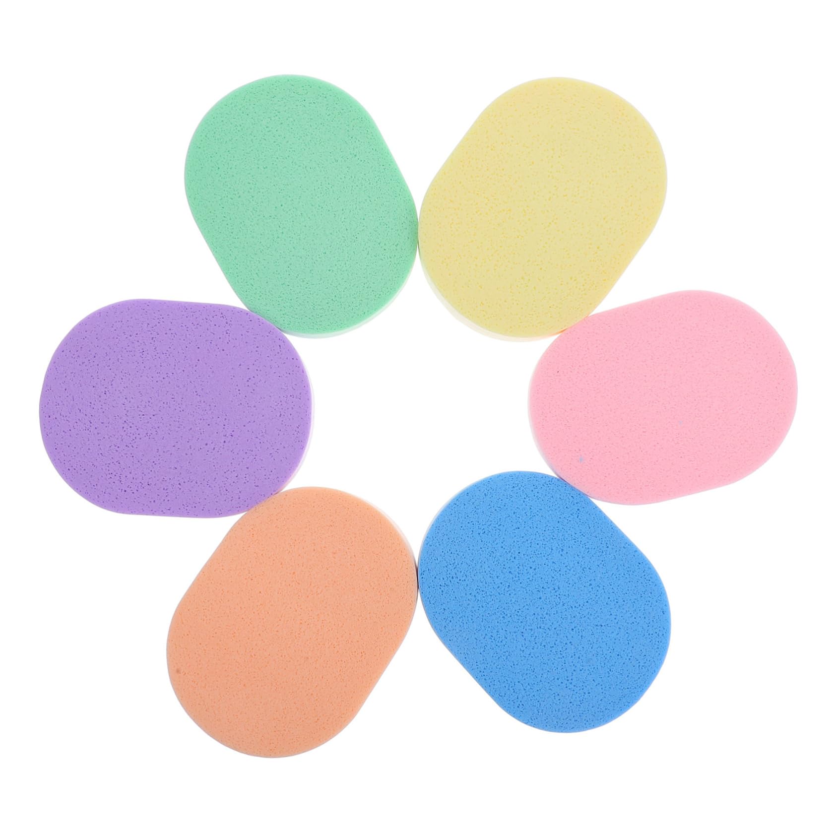 PACKOVE 6Pcs Reusable Facial Cleansing Sponges Compact Exfoliating Pads for Gentle Face Washing Highly Absorbent Makeup Remover Sponges Travel Friendly Skincare Tools Assorted