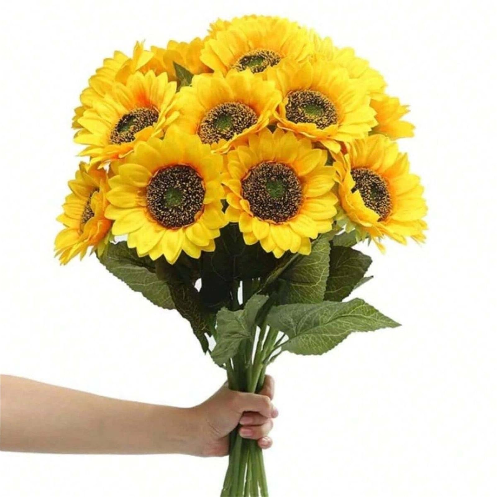 Dcrxz Artificial Flowers 5PCS Sunflower Artificial Flowers Sunflower Decoration Realistic Silk Daisies for Home Flower Arrangement Wedding Party(Yellow)
