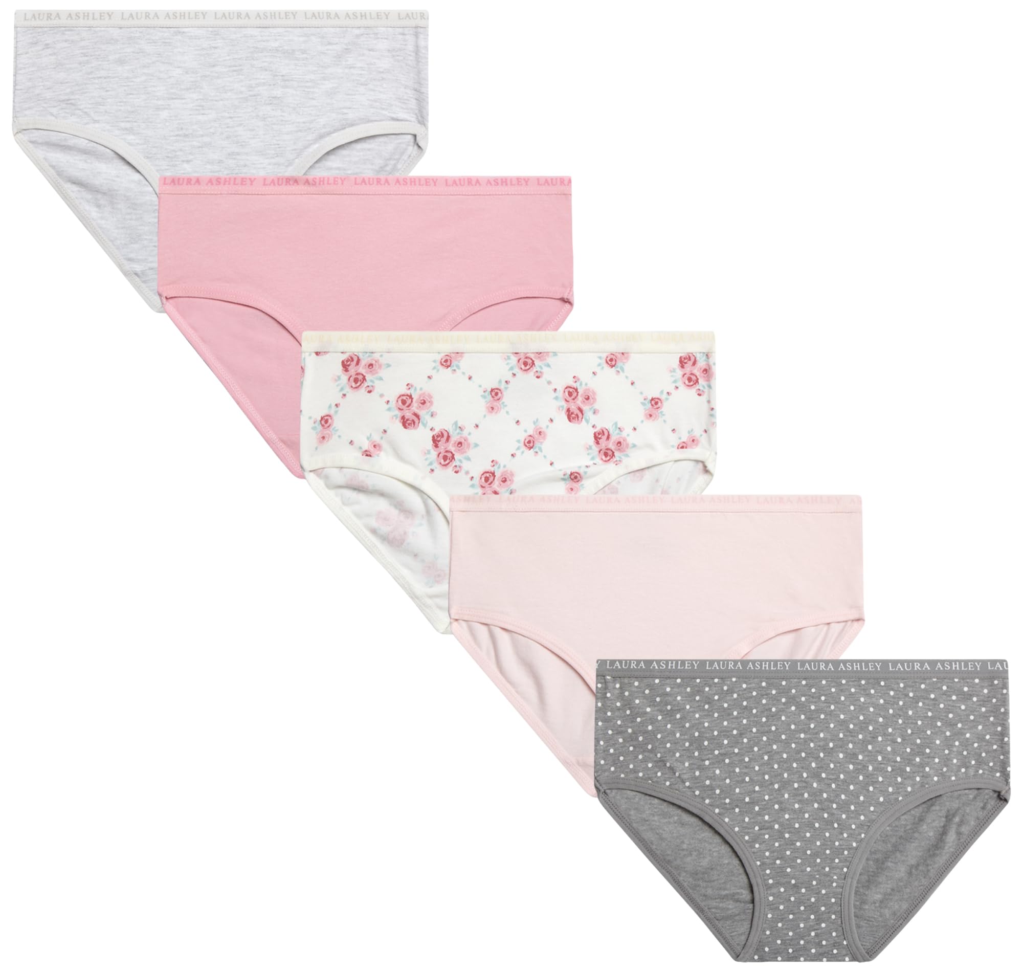 Laura Ashley Girls Underwear Briefs - 10 Pack Soft Comfort Stretch Breathable Cotton Underwear Panties for Girls Sizes