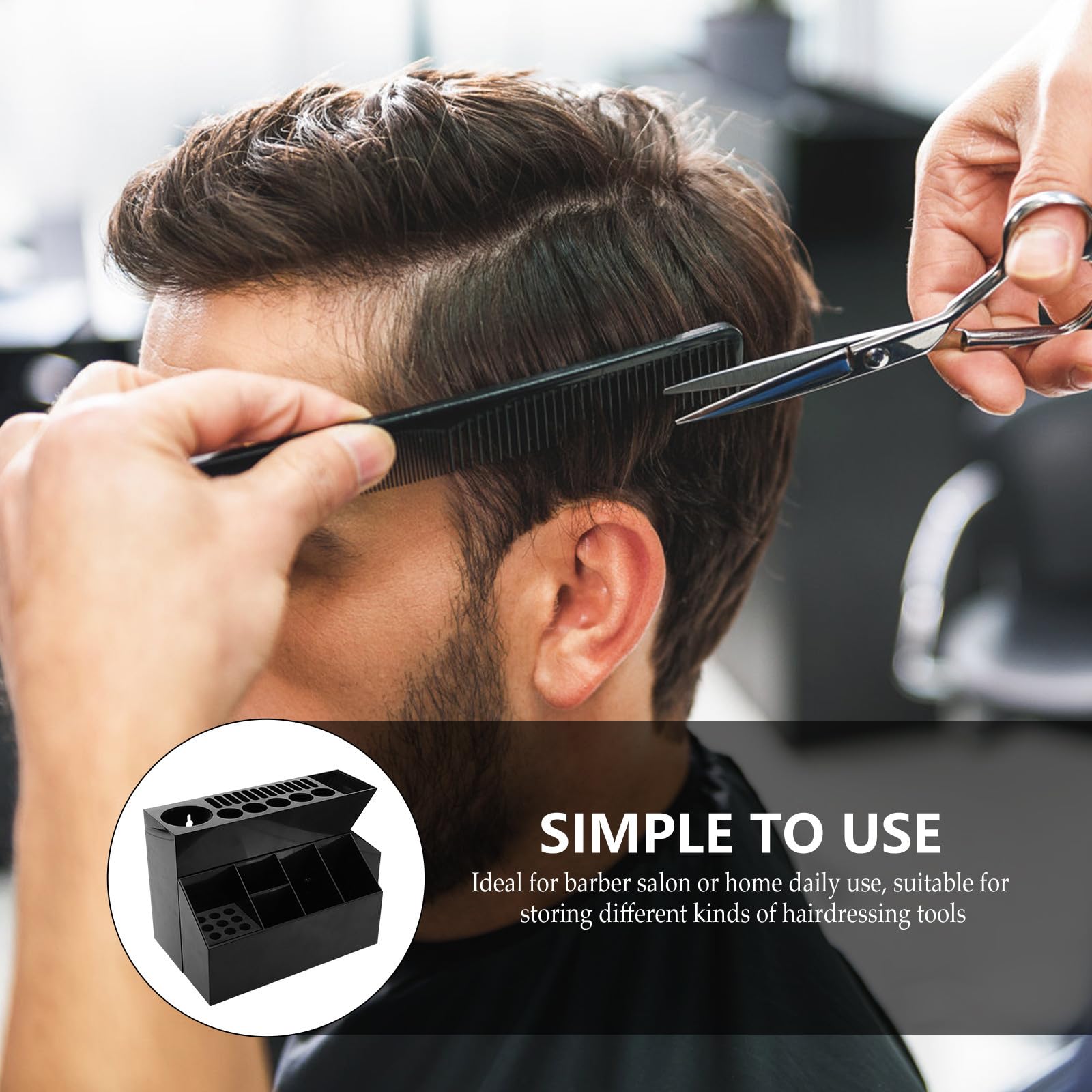 Ciieeo Estuche Negro para Tijeras de Peluquería Diseño Elegante, Material Abs Duradero y Organización para Barberías y Salones de Belleza