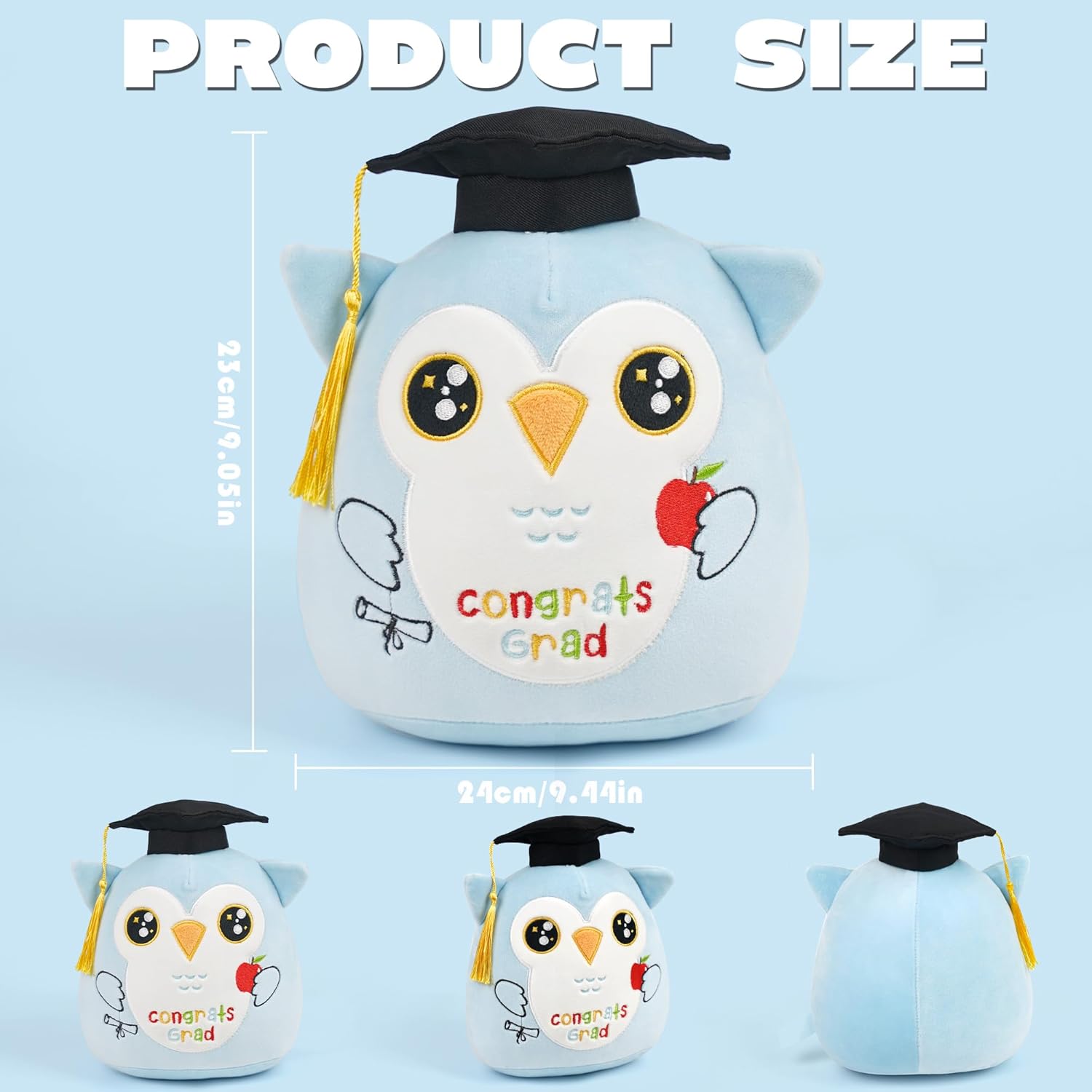 Preschool Graduation Owl Plush Toy: 8-Inch Blue Owl Kindergarten Graduation Stuffed Animal, Cute Class of 2026 Plushies, Graduation Gifts for Kids Boys Girls, Premary School Grad Party Decoration